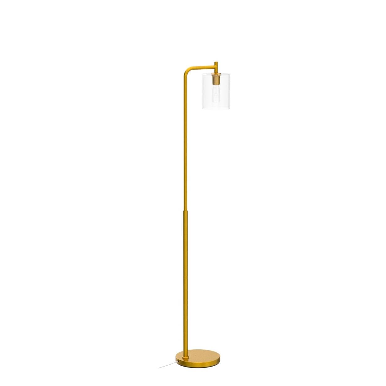 Brightech Elizabeth LED Floor Lamp, Industrial Style, Brass Gold, Glass Shade, Model B07P9RQ5L4