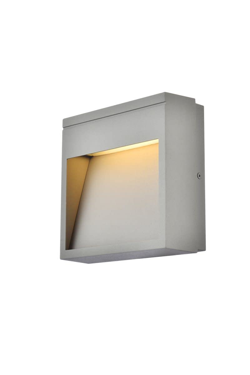 Living District LED Wall Sconce, Modern Design, Metal, 7inL x 2.75inW x 7inH, Silver, Model LDOD4019S