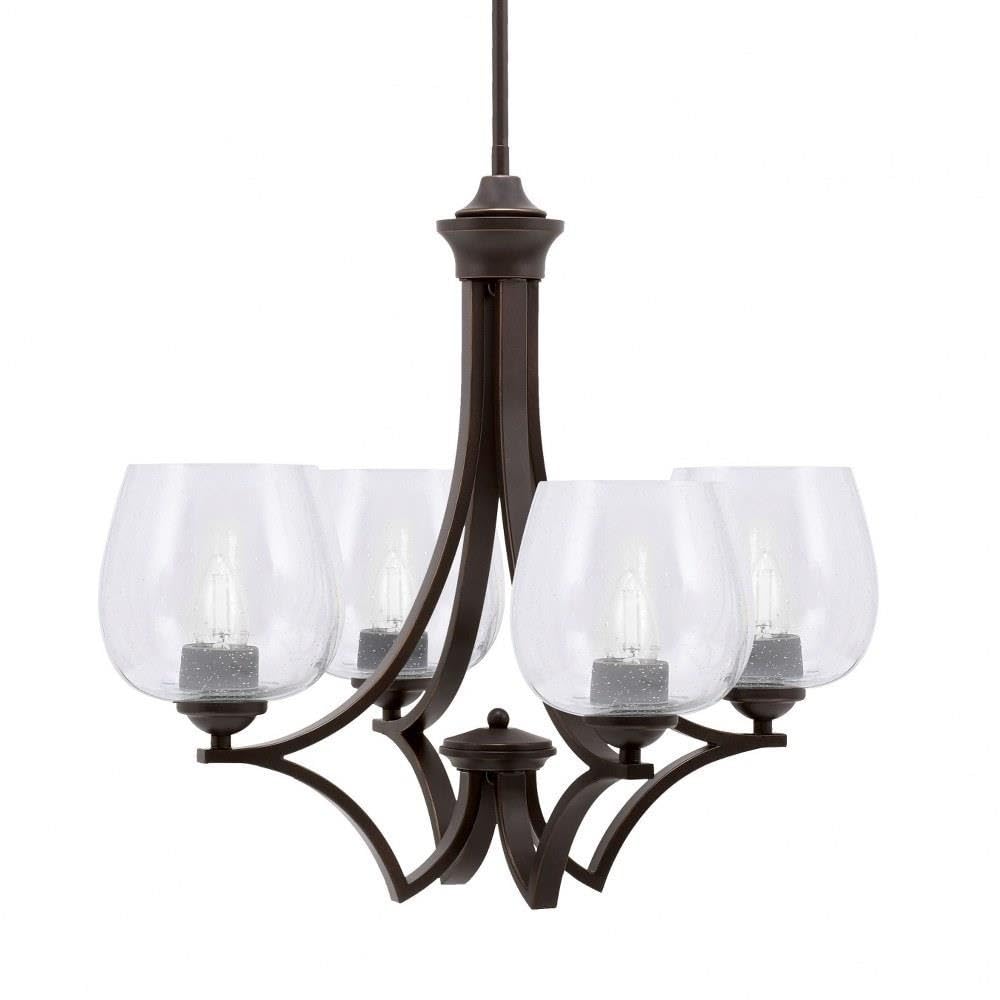 Toltec Lighting 564-Dg-4810 Zilo - 4 Light Uplight Chandelier-19.75 Inches Tall And 21 Inches Wide, Finish Color: Dark Granite, Glass Color: Clear Bubble