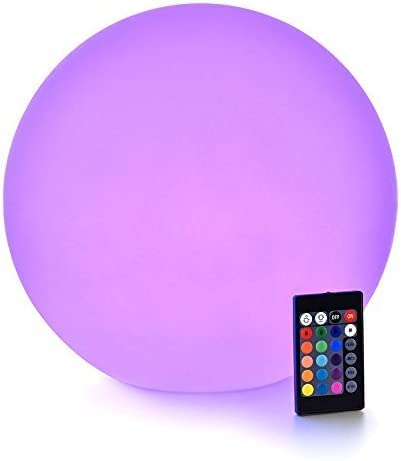 LOFTEK LED Dimmable Light Ball, 12-inch Waterproof Floating Pool Light, Remote Control, 16 Colors, Cordless, White, Model KD-B130