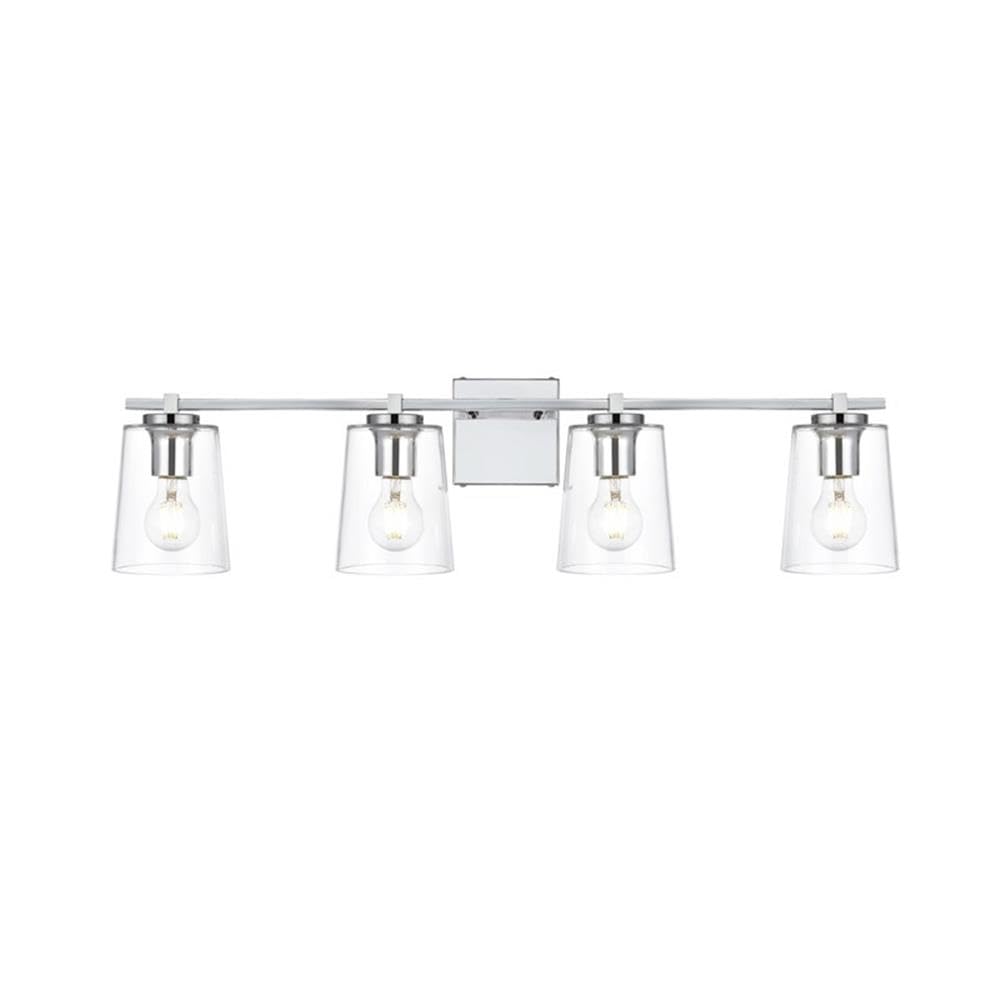 Living District Kacey 4-Light Iron & Glass Bath Sconce in Chrome/Clear