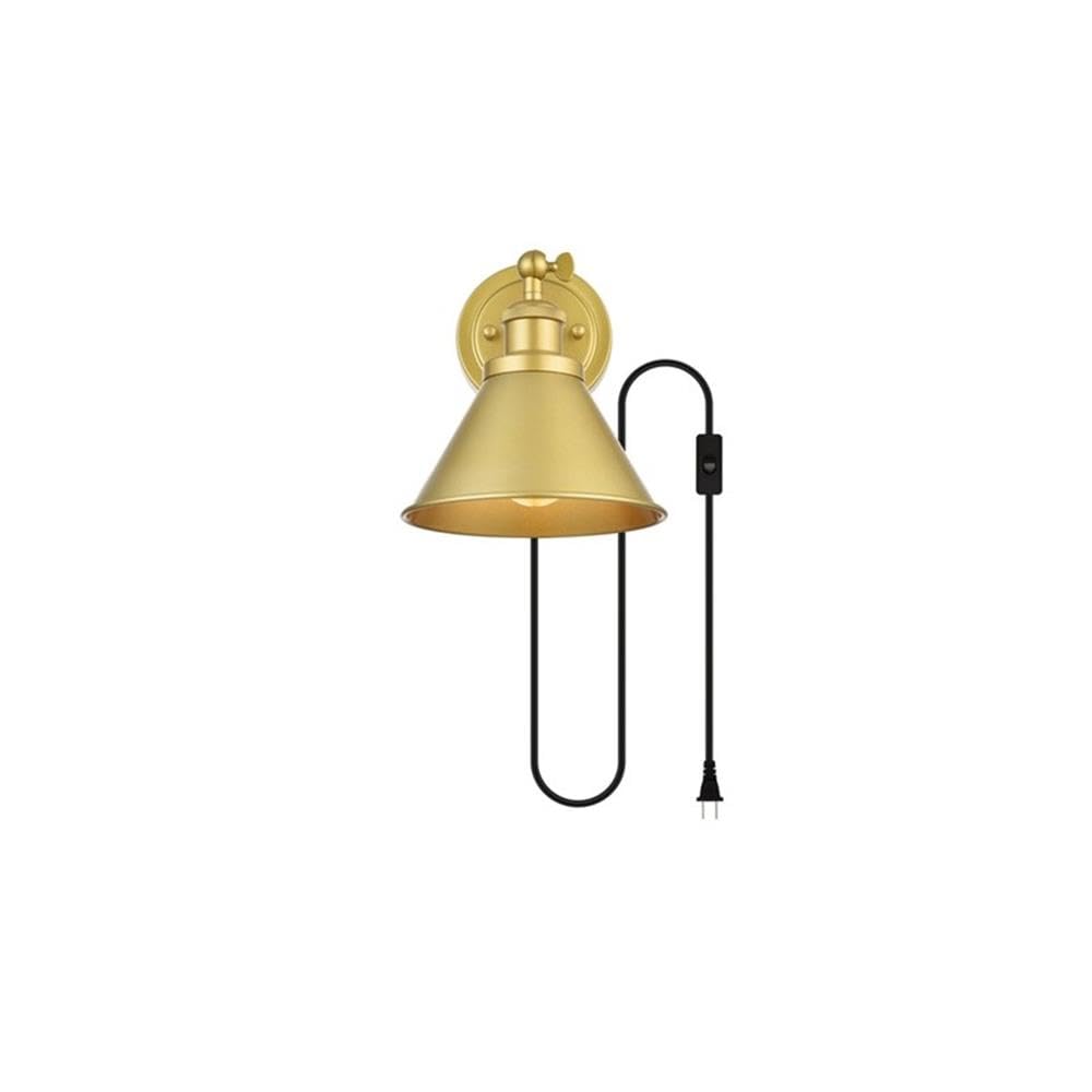 Living District Blaise 1-Light Metal Plug-in Wall Sconce in Brass