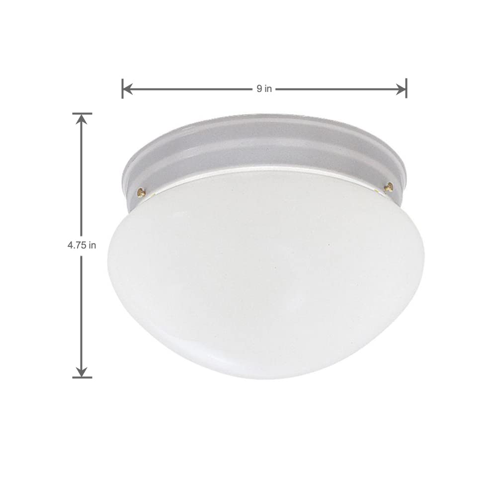 Designers Fountain 9 In 2-Light Flush Mount Ceiling Light With Frosted Glass Shade, White, 4732-Wh