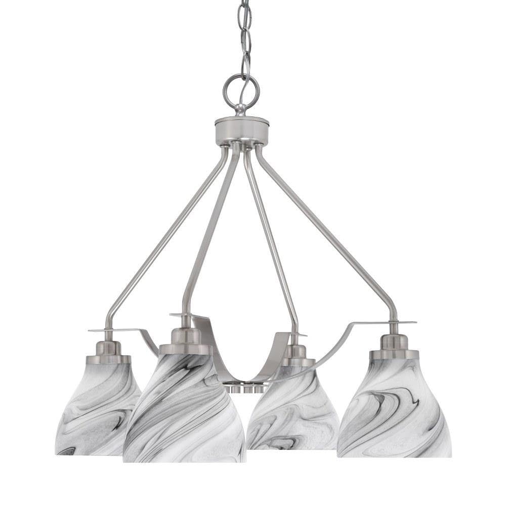 Toltec Lighting 2604-Bn-4769 Odyssey - 3 Light Downlight Chandelier-22.25 Inches Tall And 18 Inches Wide, Finish Color: Brushed Nickel, Glass Color: Onyx Swirl