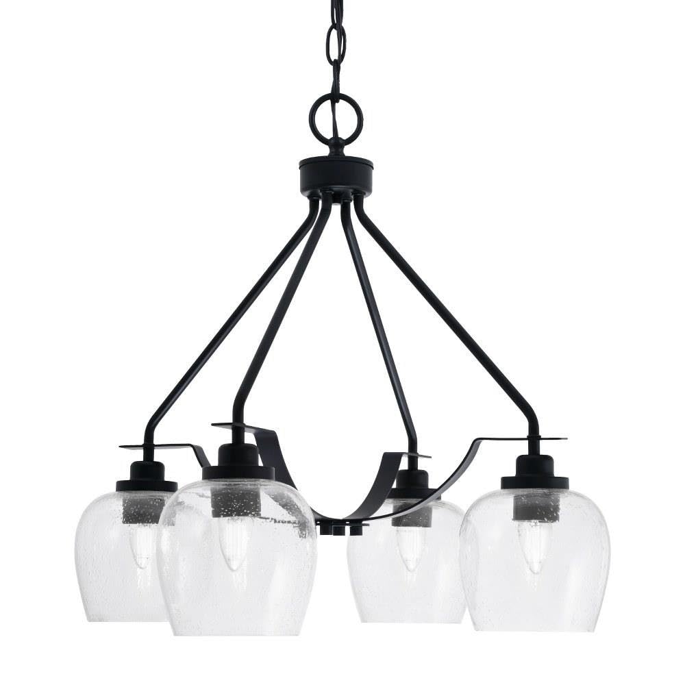 Toltec Lighting 2604-Mb-4810 Odyssey - 3 Light Downlight Chandelier-22.25 Inches Tall And 17 Inches Wide, Finish Color: Matte Black, Glass Color: Clear Bubble