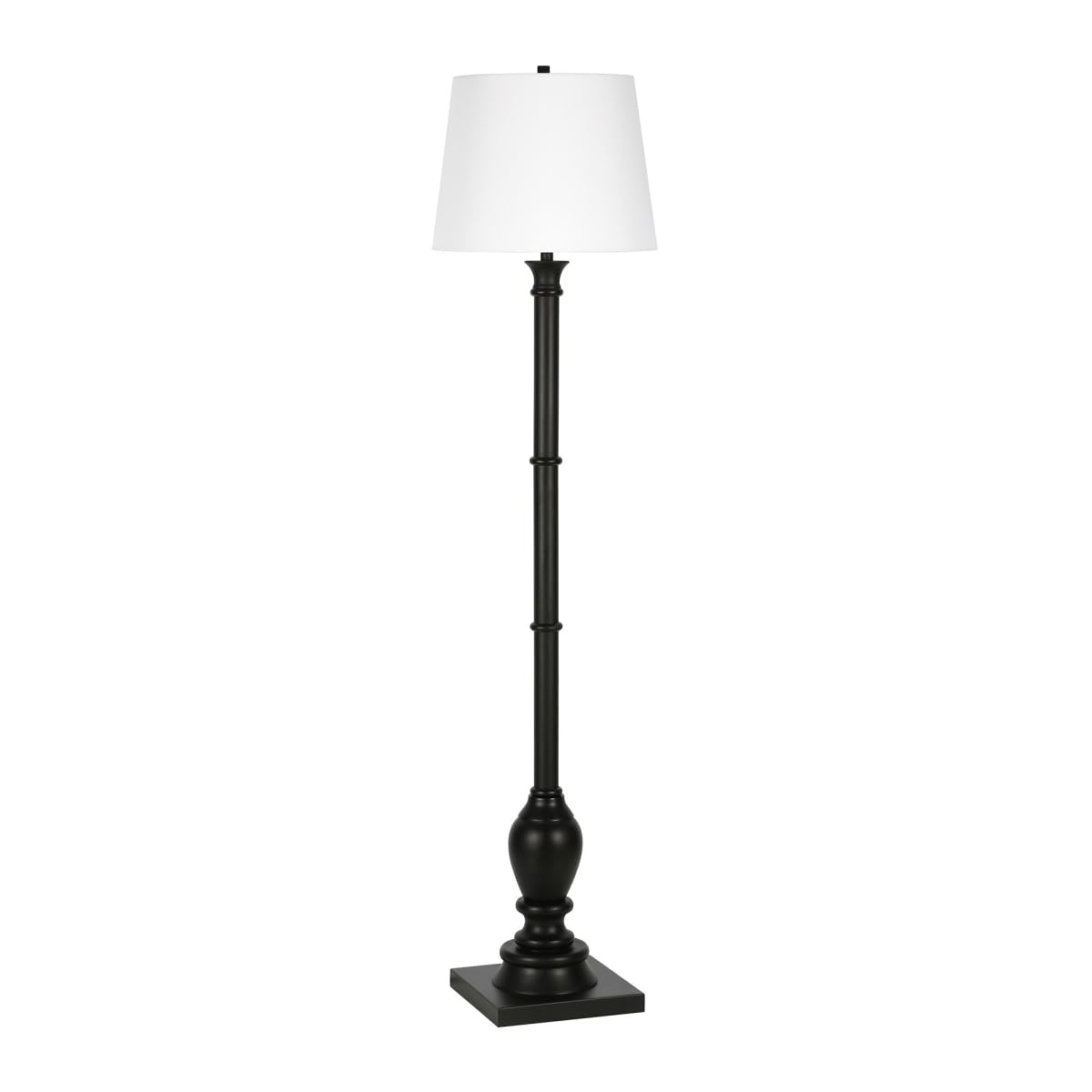 Homeroots 66&quot; Black Traditional Floor Lamp With White Frosted Glass Shade