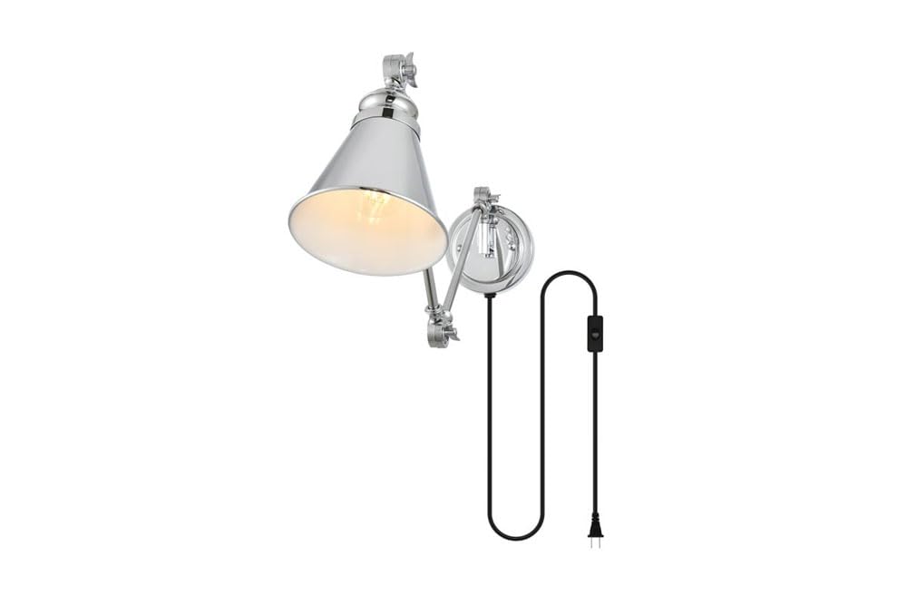 Living District Van 1-Light Metal Plug-in Wall Sconce in Chrome