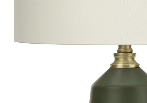 Monarch Specialties I 9624 Lightingtable Lamp, Green Ceramic, Ivory/Cream Shade, Contemporary