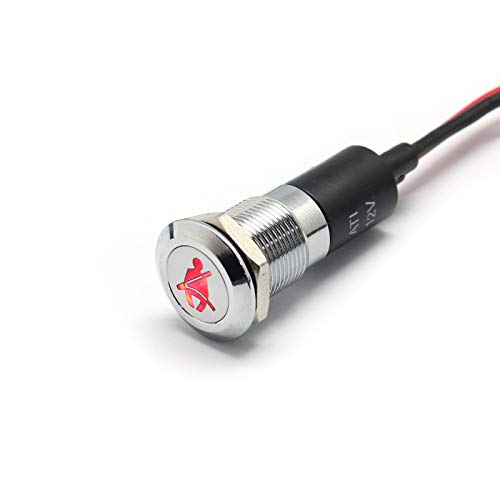Alpinetech PL12MS 12mm LED Metal Signal Indicator Pilot Dash Light - Seat Belt Warning