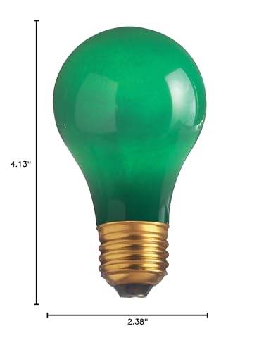 Satco S6091 25 Watt A19 Incandescent Light Bulb, Ceramic Green