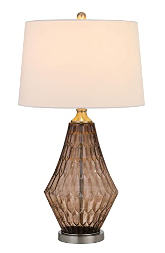 Cal 150W 3 Way Conover Glass Table Lamp With Hardbadk Taper Drum Fabric Shade, Off-White, (Bo-2970Tb)