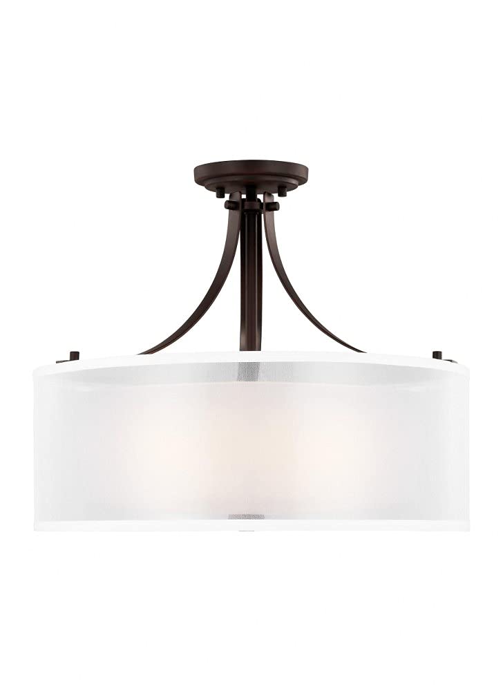 Generation Lighting 3-Light Elmwood Park Semi-Flush Mount LED Ceiling Light Bronze 7737303-710, Ceiling Light Fixture for Home D