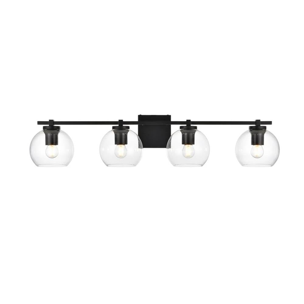 Living District Juelz 4-Light Iron & Glass Bath Sconce in Black/Clear