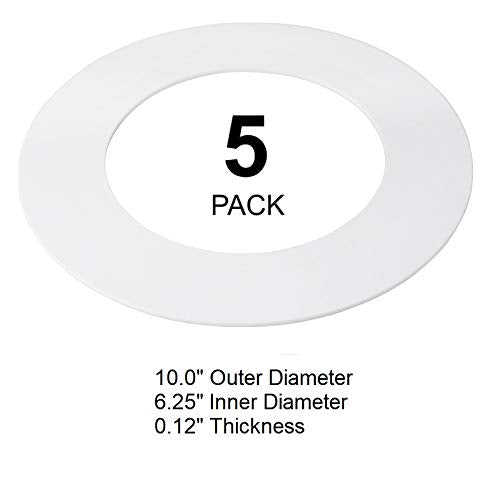 Gloss White Goof Trim Ring For Recessed Can Lighting Down Light, Outer Diameter 10 Inches, Inner Diameter 6.2 Inches (5 Pack)