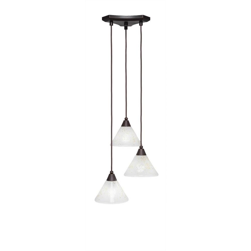 Toltec Lighting 28-Dg-7145 Europa 3 Light Multi-Light Mini Pendant With Gold Ice Glass, 7&quot;, Dark Granite