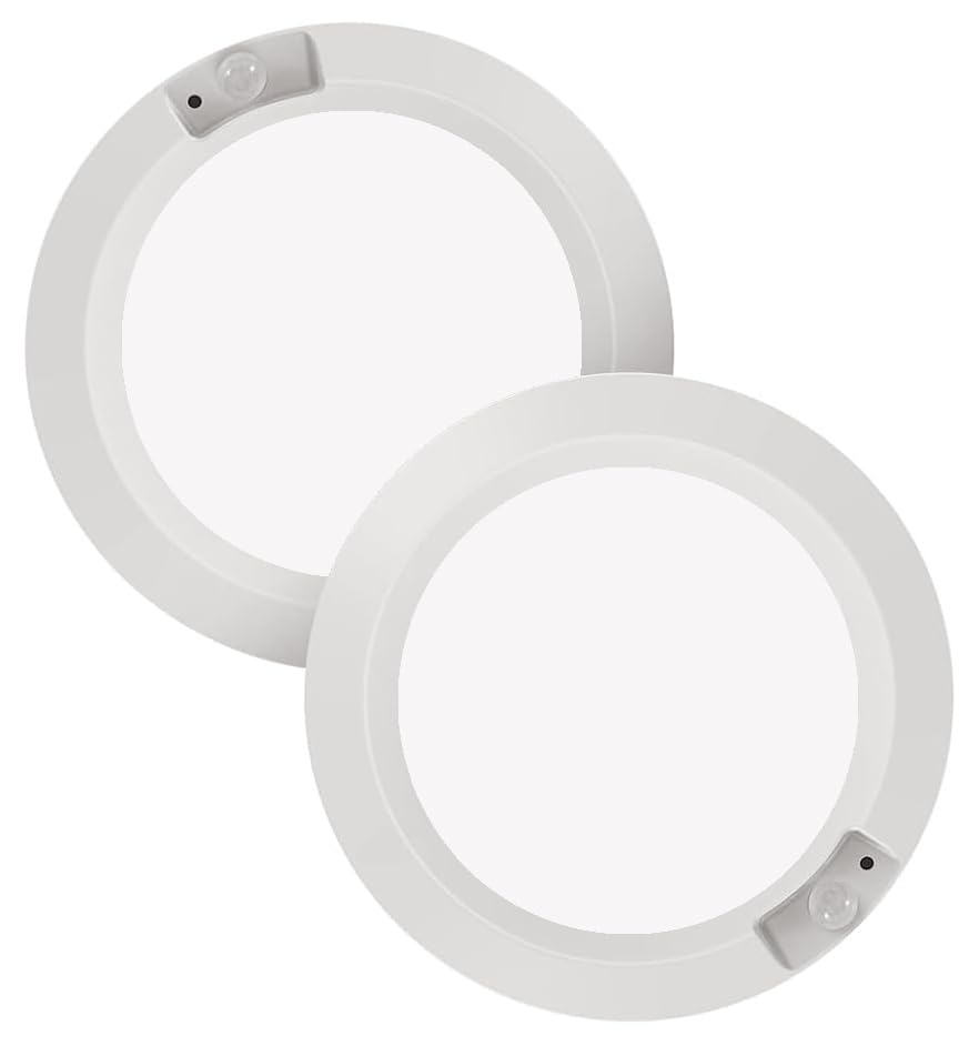APCENS Motion Sensor Light Indoor, 2-Pack, 6.3-inch 6000K Daylight White, Battery Powered, Easy Install for Closets, Stairwells,