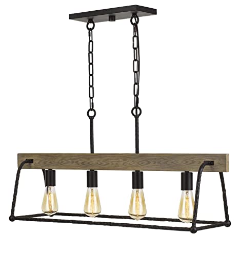 Cal Lighting Fx-3712-4 Transitional Four Light Chandelier From Lockport Collection In Black Finish, 10.00 Inches