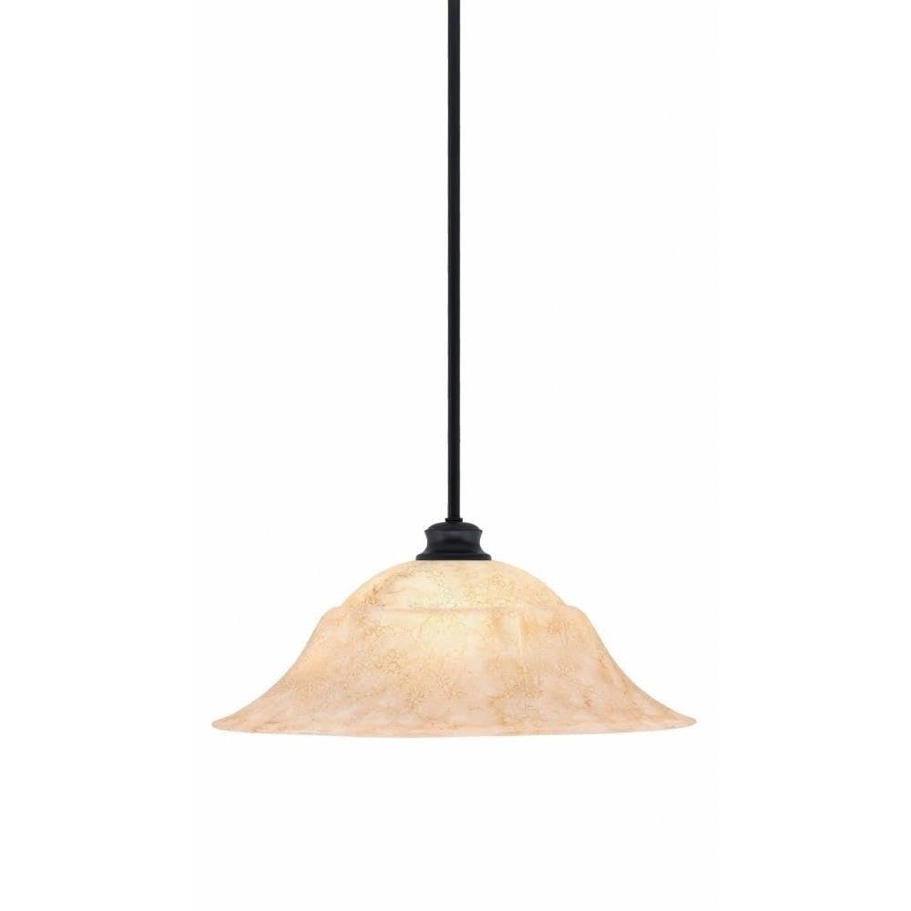 Toltec Lighting 72-MB-53818 Stem - 1 Light Pendant with Hang Straight Swivel-9.5 Inches Tall and 20 Inches Wide, Finish Color: Matte Black, Glass Color: Italian Marble