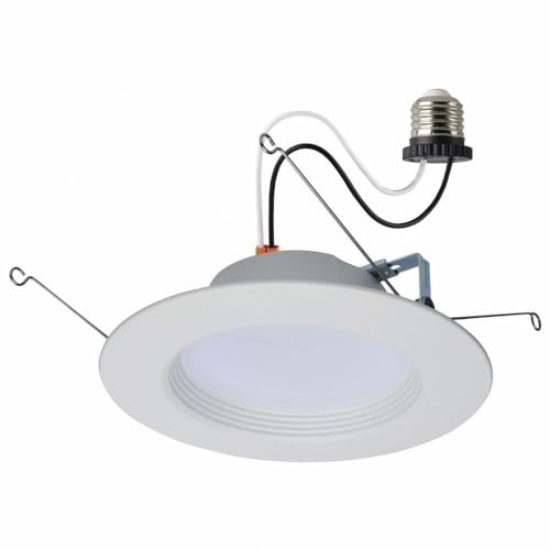 Satco Led Retrofit Downlight With Stepped Baffle, Cct Selectable 2700K/3000K/3500K/4000K/5000K, 5-6 Inch Round (High Lumen), Whi