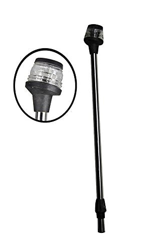 Pactrade Marine 24in All-Round Stern Navigation Anchor Light Pole, 2-Pin Standard, Black/Silver, Model 4333806537