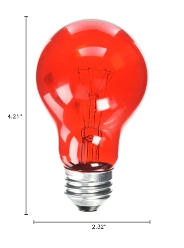 Westinghouse 0344600, 25 Watt, 120 Volt Trans Incandescent A19 Light Bulb-2500 Hours, 1 Pack, Transparent Red