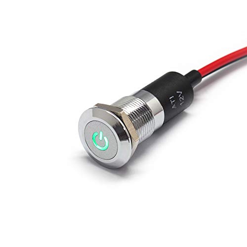Alpinetech 12V LED Metal Signal Indicator Pilot Dash Light - 12mm, Power