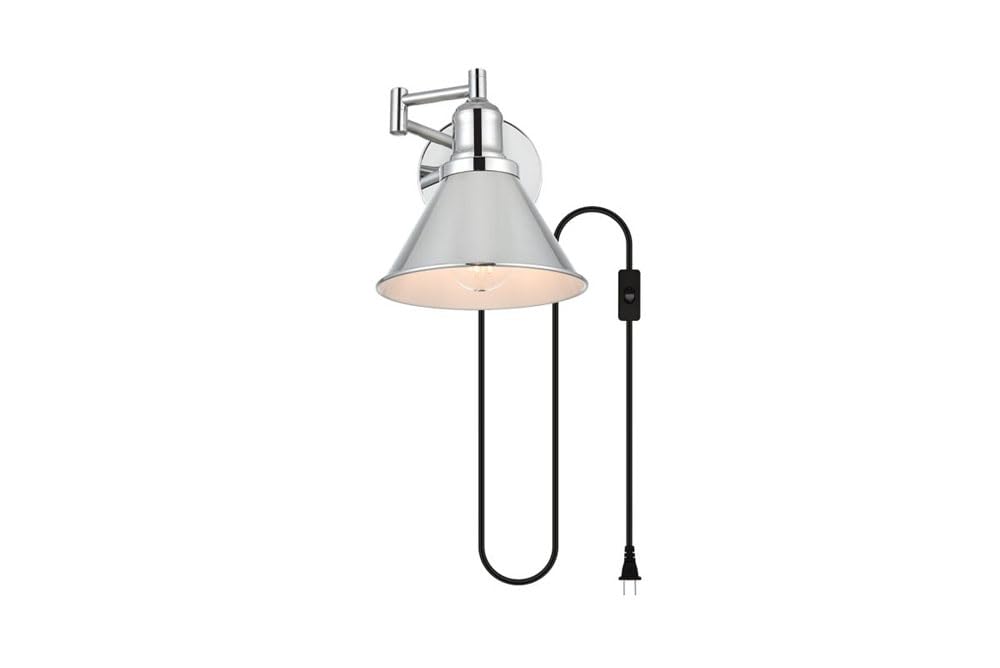 Living District Jair 1-Light Metal Plug-in Wall Sconce in Chrome