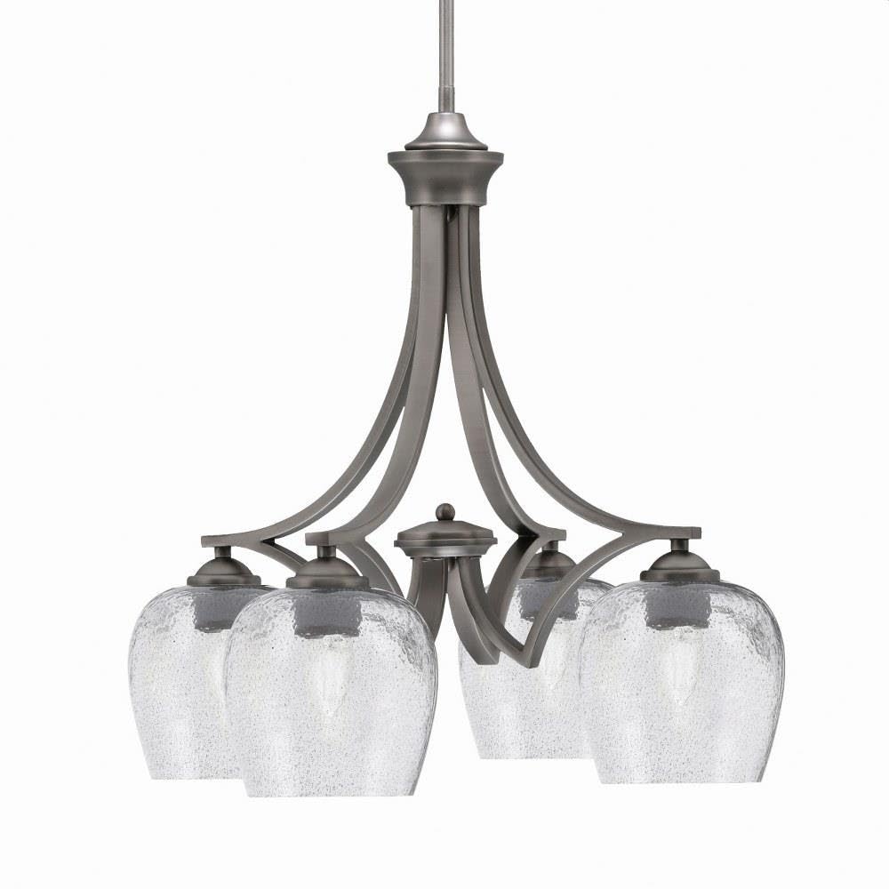 Toltec Lighting 568-Gp-4812 Zilo - 4 Light Downlight Chandelier-20.75 Inches Tall And 21.25 Inches Wide, Finish Color: Graphite, Glass Color: Smoke Bubble