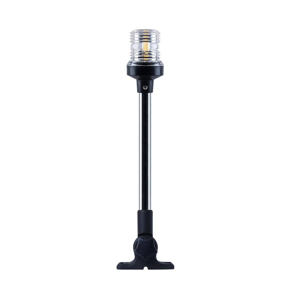 Sebnux Boat Stern Light - White LED Fold Down Anchor Light for Pontoon & Fishing Boat (18in) - Model BTL001