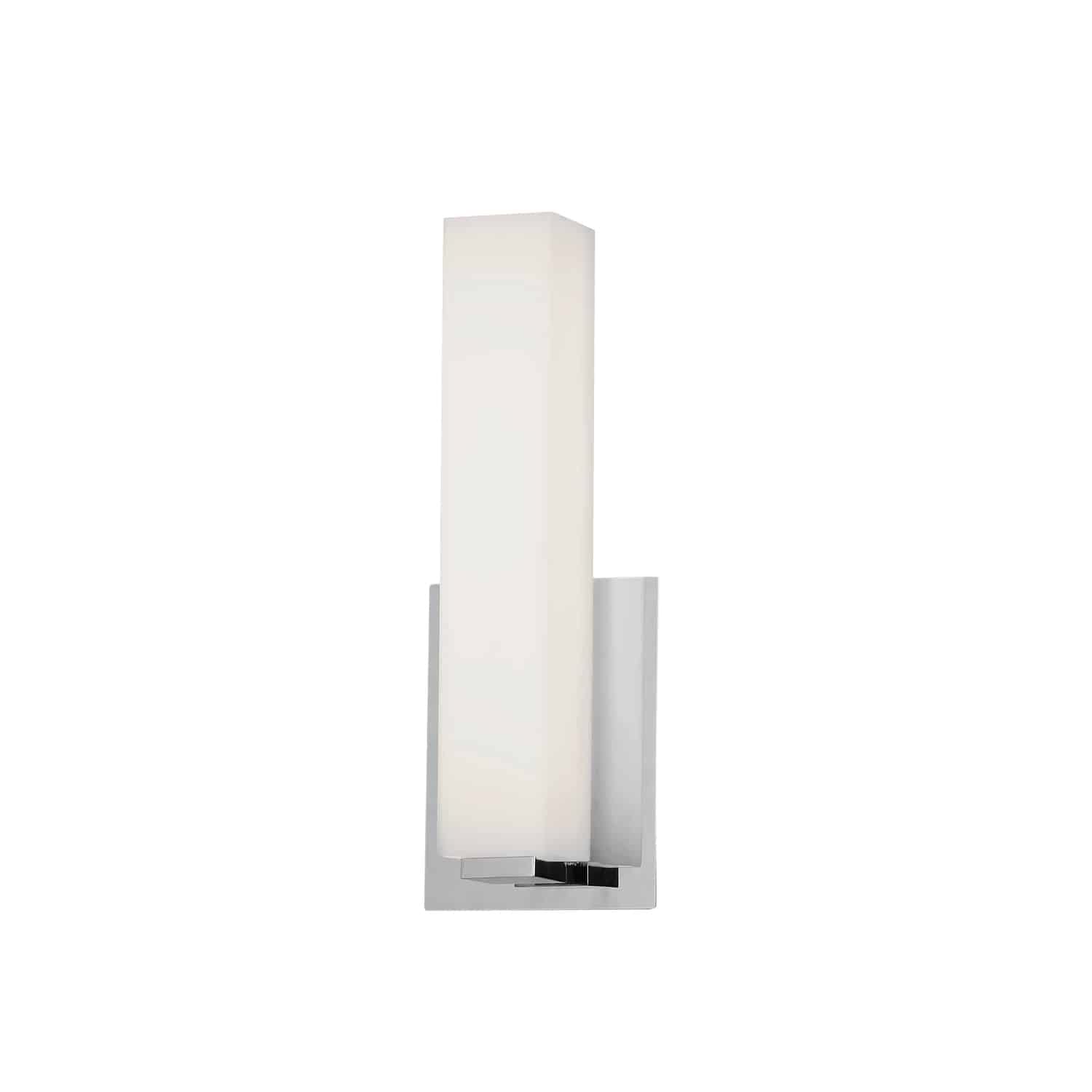 Dainolite 12W Vanity Light Polished Chrome with White Glass, Model VLD-172-10-PC, Silver Finish