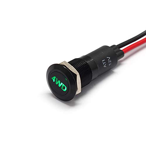 Alpinetech 12V LED Metal Signal Indicator Pilot Dash Light, 12mm, 4WD