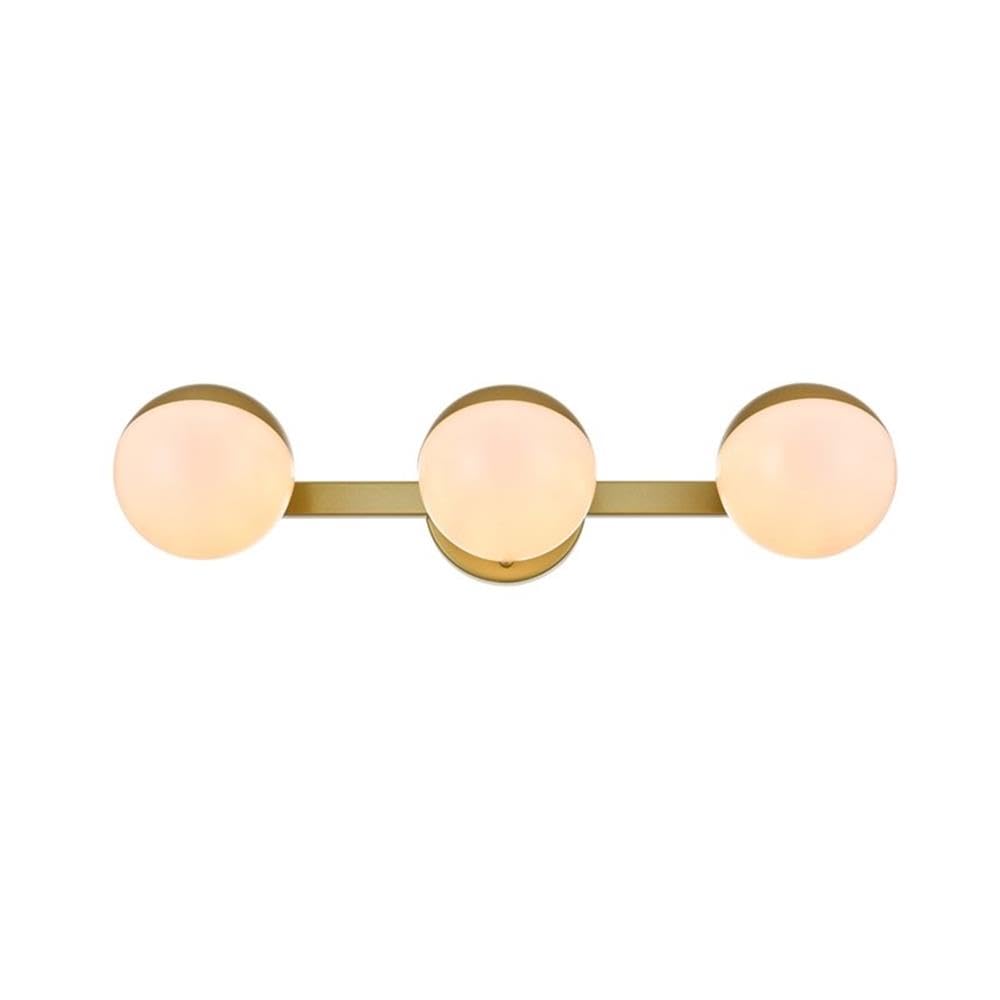 Living District Majesty 3-Light Metal Bath Sconce in Brass/Frosted White