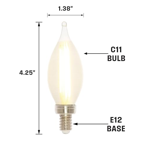 Westinghouse 5275000 4.5 Watt (60 Watt Equivalent) Glowescent C11 Dimmable Clear Spun-Satin Led Light Bulb, Candelabra Base