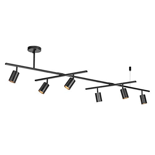 Globe Electric 59829 &quot;West 64&quot;&quot; 6-Light Track Lighting, Matte Black, Center Swivel Bars