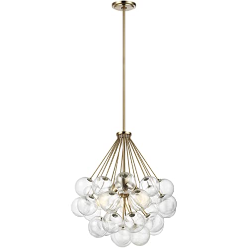 Generation Lighting Bronzeville Pendant Fixture, Three-Light, Alloy Steel, Satin Brass, Model 6514303-848