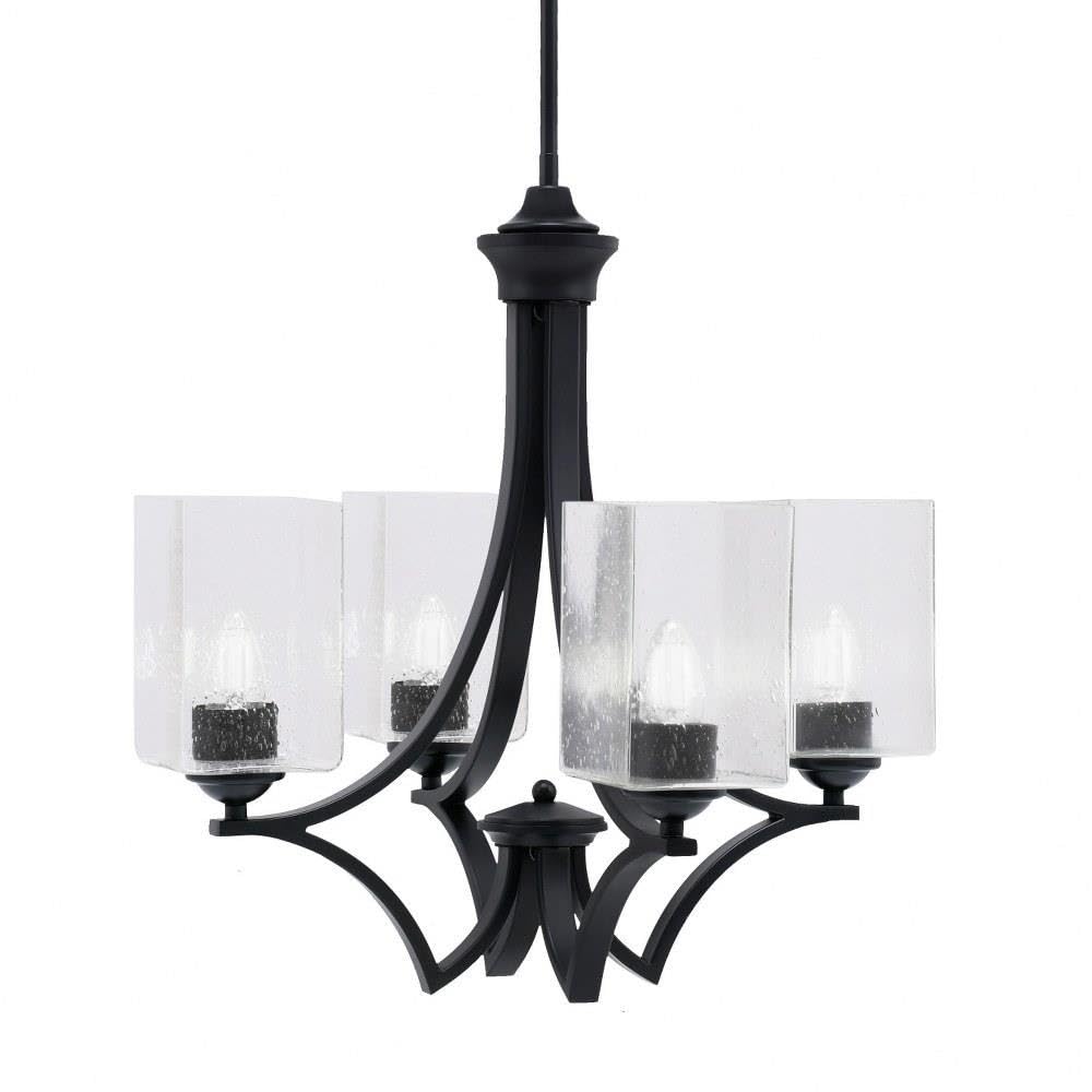 Toltec Lighting 564-Mb-530 Zilo - 4 Light Uplight Chandelier-19.75 Inches Tall And 19 Inches Wide, Finish Color: Matte Black, Glass Color: Clear Bubble