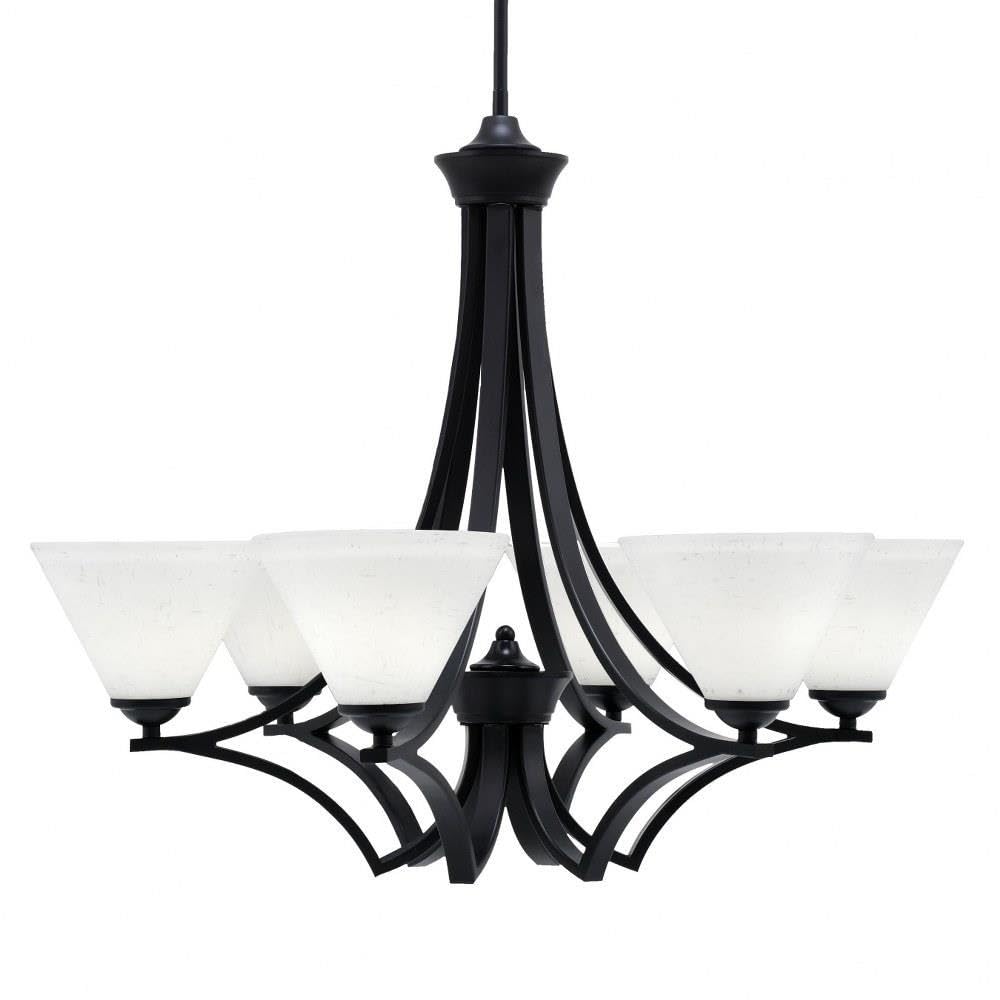 Toltec Lighting 566-Mb-312 Zilo - 6 Light Uplight Chandelier-23 Inches Tall And 27.75 Inches Wide, Finish Color: Matte Black, Glass Color: White Muslin