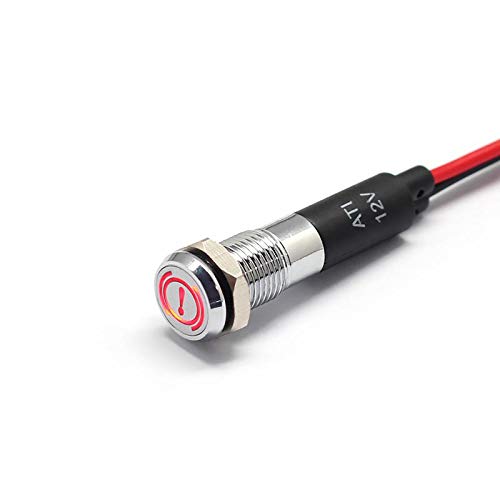 Alpinetech PL8MS 12V LED Metal Signal Indicator Dash Light - Handbrake Warning, 8mm 5/16in