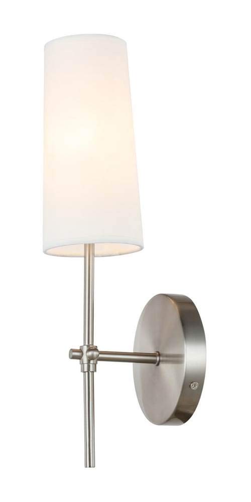 Living District Mel 1-Light Metal & Fabric Wall Sconce in Burnished Nickel/White