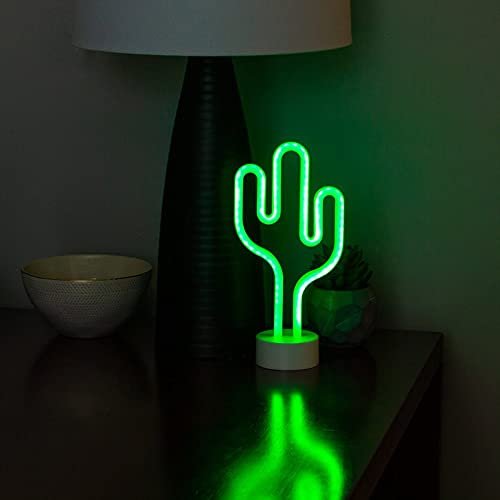Neon Knight Led Cactus Light - Green Plastic Decor For Bedroom, Night Light, Home Accent