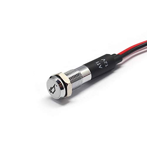 Alpinetech PL8MS 12V LED Metal Signal Indicator Dash Light - Oil Pressure Low Symbol