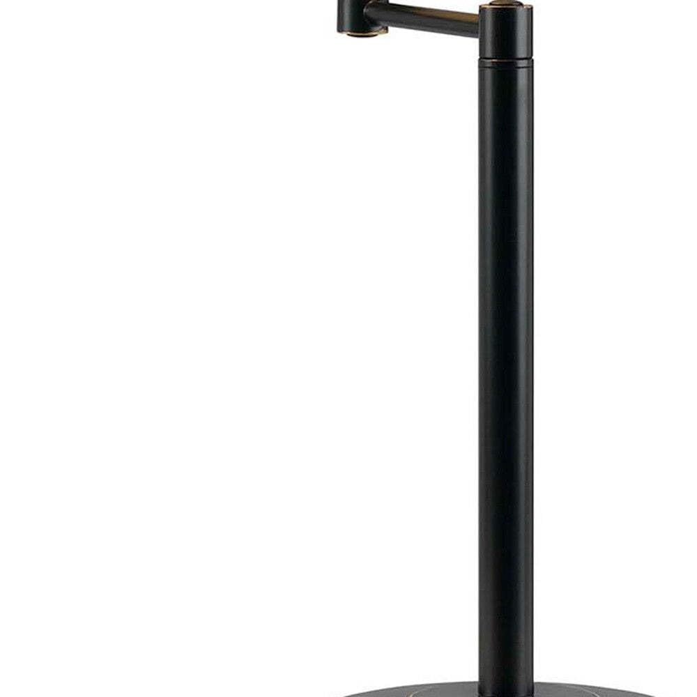 HomeRoots Bronze Metal Swing Arm Table Lamp with Off White Empire Shade, 28.5 x 14.5 x 19 in.