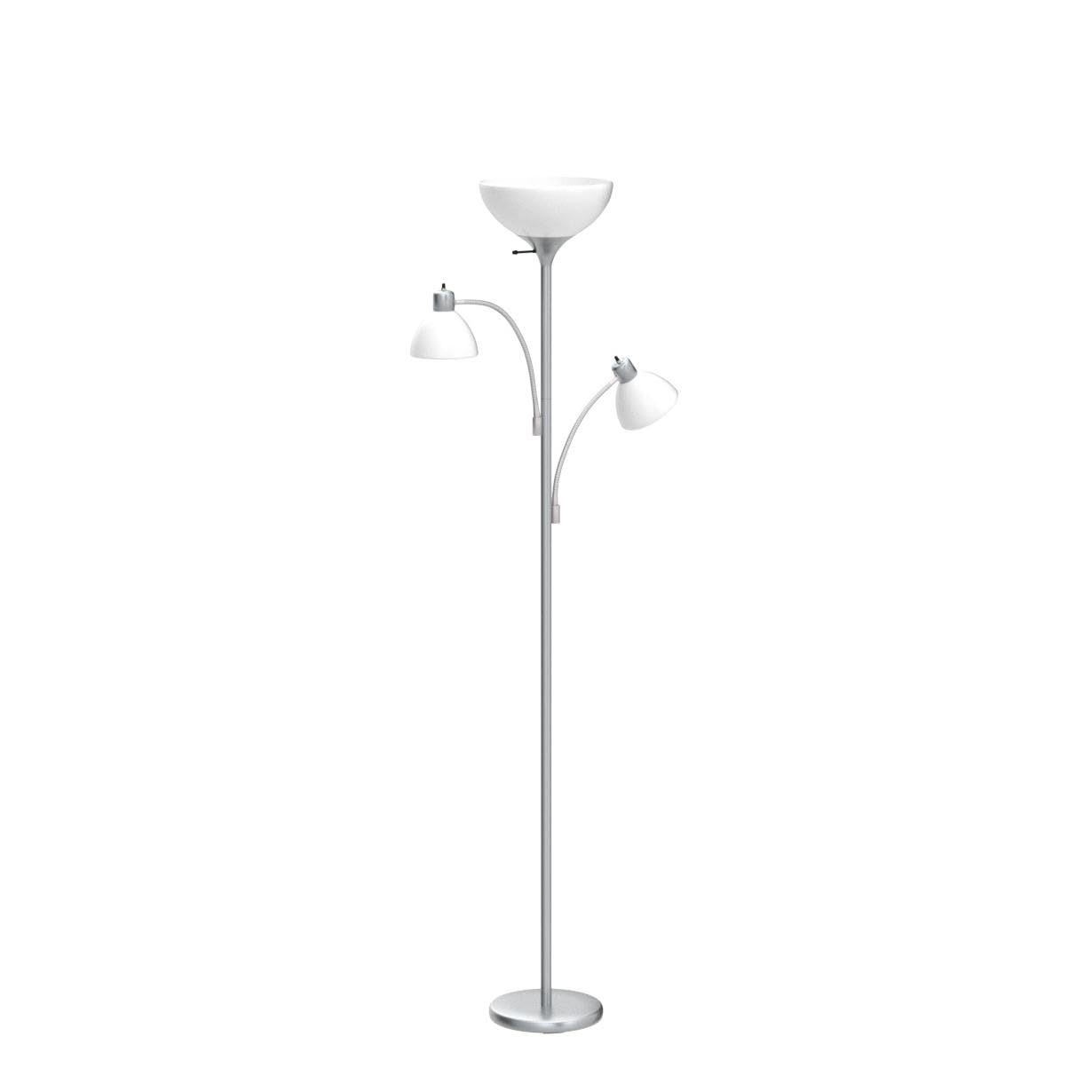 Brightech Sky Dome Double LED Floor lamp, Torchiere Super Bright Floor Lamp with 2 Reading Lamps for Living Rooms & Offices - Di