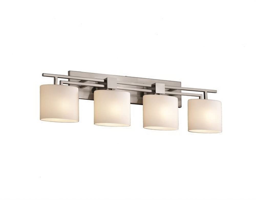 Justice Design Group Fusion 4-Light Bath Bar - Brushed Nickel Finish with Opal Artisan Glass Shade