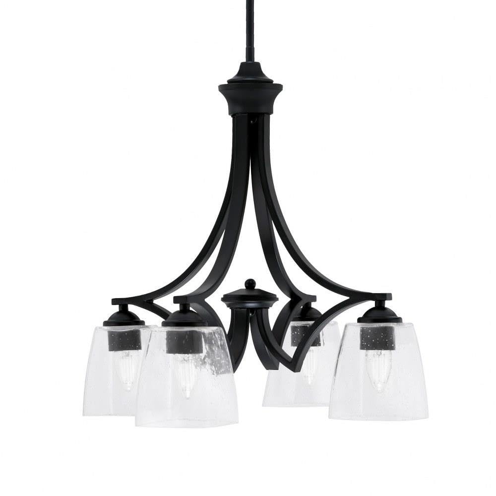 Toltec Lighting 568-Mb-461 Zilo - 4 Light Downlight Chandelier-20 Inches Tall And 20 Inches Wide, Finish Color: Matte Black, Glass Color: Clear Bubble