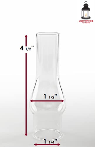 Light Of Mine 1.25&quot; X 4.25&quot; Oil Lamp Replacement Chimney - Clear Smooth Top Chimney For Japanese Burners (1 1/4&quot; X 4 1/2&quot;)