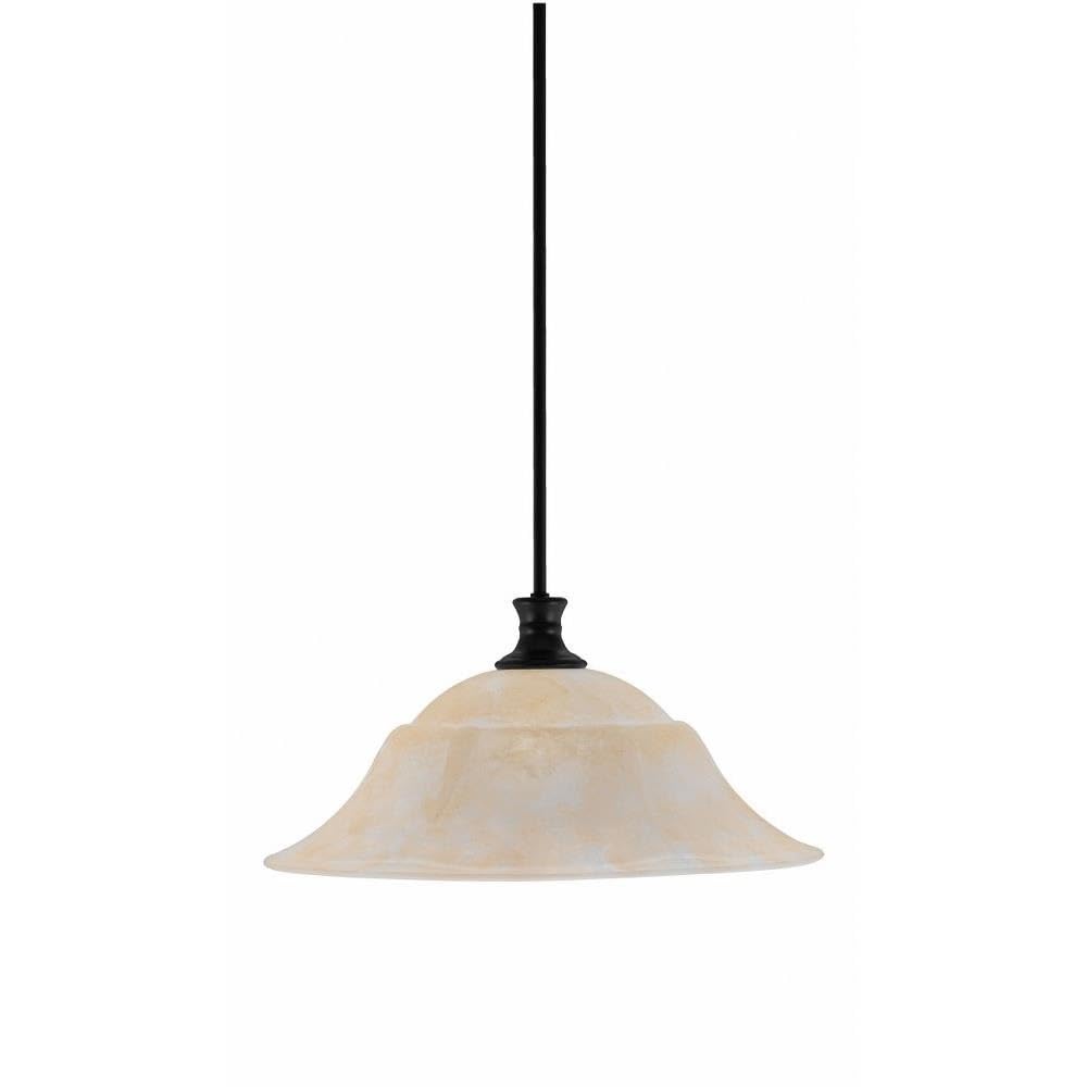 Toltec Lighting 76-MB-53813 Stem - 1 Light Pendant with Hang Straight Swivel-9.5 Inches Tall and 20 Inches Wide, Finish Color: Matte Black, Glass Color: Amber Marble