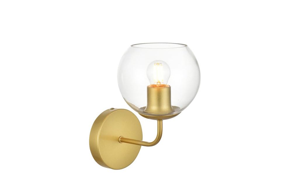 Living District 1-Light Bath Sconce, Iron & Glass, Black/Clear, Model Ld7321W6Blk