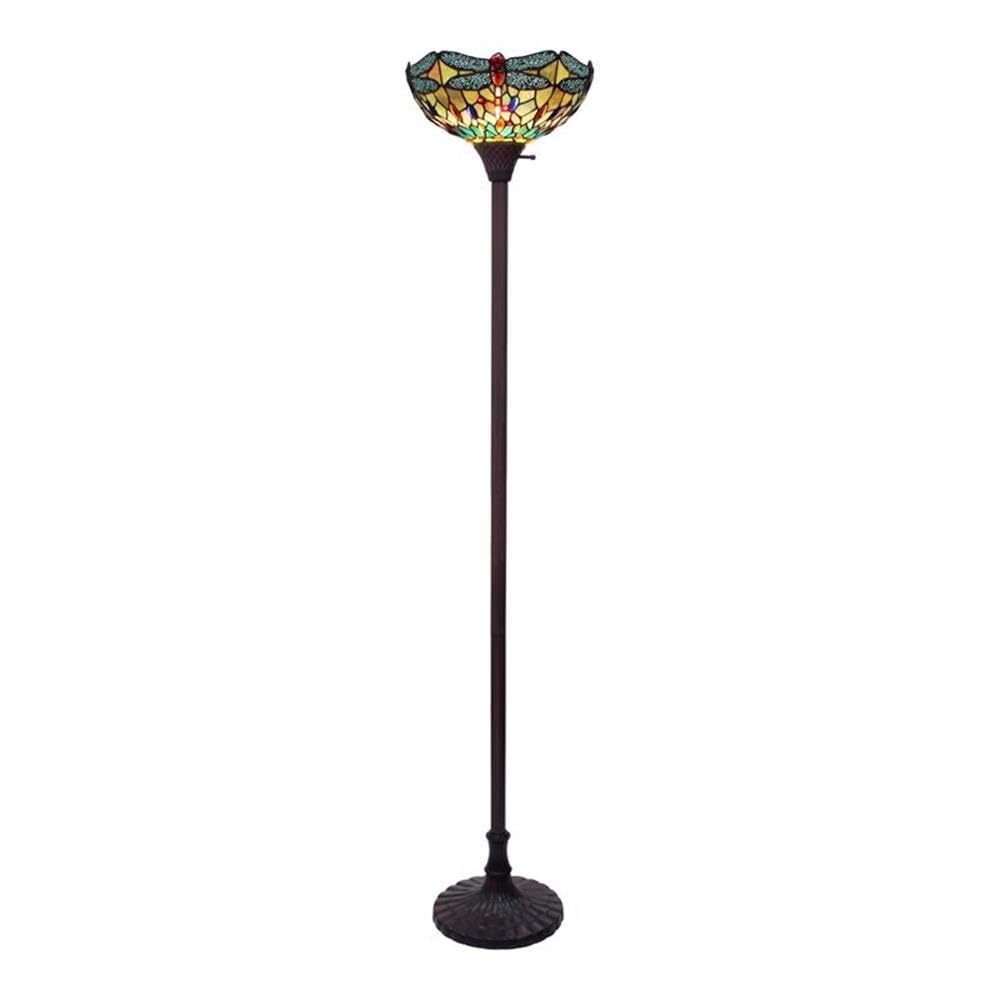 CHLOE Lighting EMPRESS Tiffany-style Dark Bronze 1 Light Torchiere Lamp 14 Shade