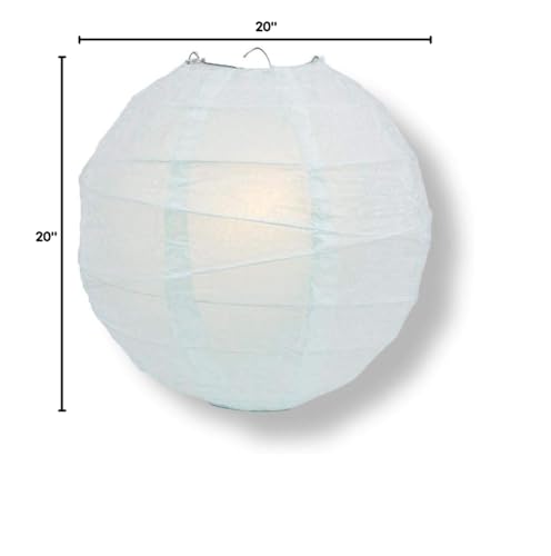 Paperlanternstore.Com 20 Inch Artic Spa Blue Round Paper Lantern, Crisscross Ribbing, Hanging Decoration